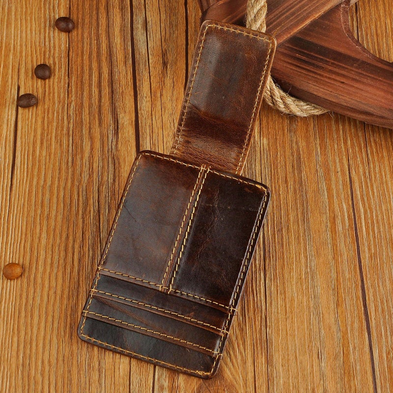 Le'aokuu Rfid Blocking Mens Cowhide Money Clip Credit Card Case Handy Slim Wallet Magnet (A Rfid Coffee) - Image 5